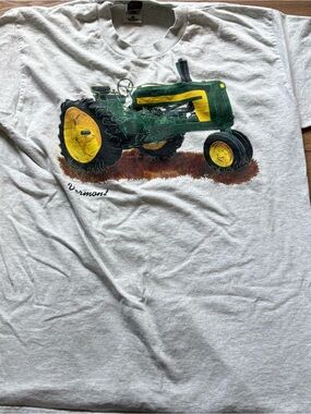 Vintage John Deere  Tractor XL T Shirt USA Farm Graphic Workwear Vermont Gray